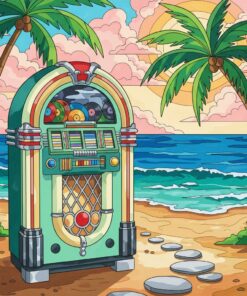 Oceanfront Mint Vintage Jukebox Paint By Numbers