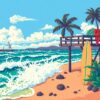 Oceanfront Pixel Surf Game Paint By Numbers