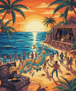 Oceanfront Vintage Music Poster Paint By Numbers