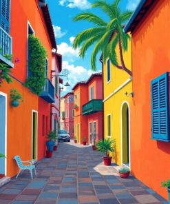 Old Caribbean Coastal Alley Paint By Numbers
