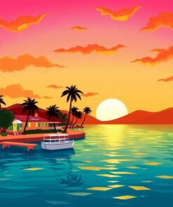 Tropical Sunset Paint Numbers