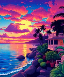 Old Hollywood Tropical Sunset Paint By Numbers