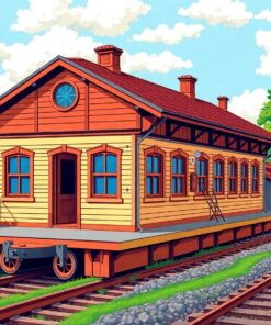 Old Island Train Depot Paint By Numbers