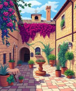 Wine Courtyard Paint Numbers