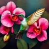 Orchid And Antique Hummingbird paint by numbers
