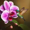 Orchid And Antique Hummingbird Paint By Numbers