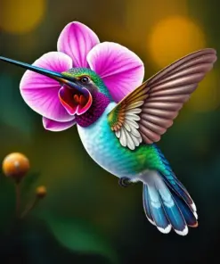 Orchid And Antique Hummingbird Paint By Numbers