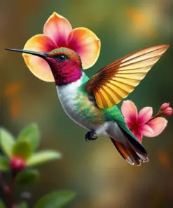 Orchid Antique Hummingbird paint by numbers