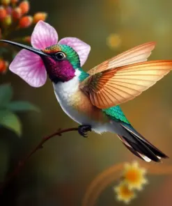 Orchid Antique Hummingbird paint by numbers