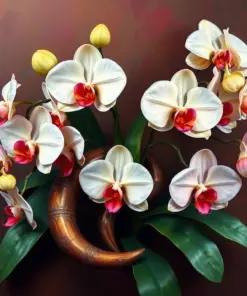 Orchids Entwining Antique Horns Paint By Numbers