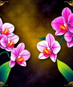 Orchids Framing Golden Inti Paint By Numbers