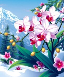 Orchids In Alpine Snow Paint By Numbers