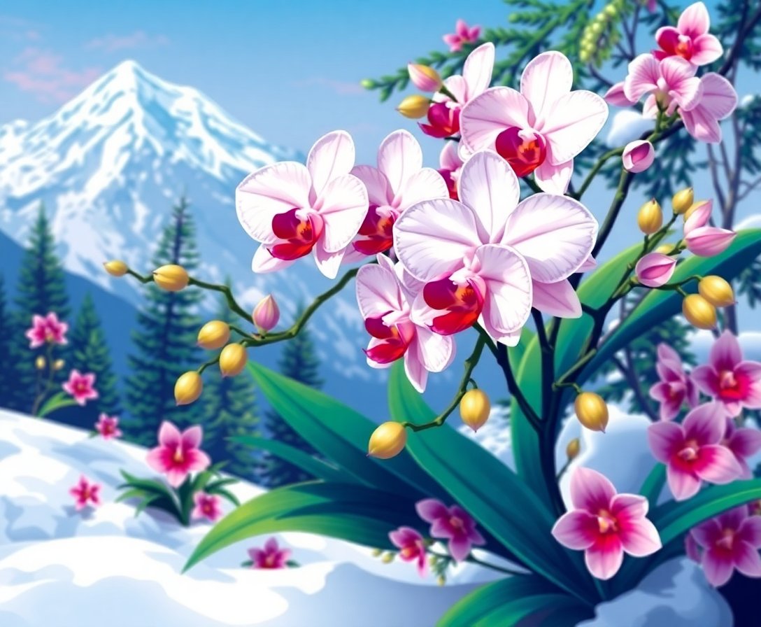 orchids-in-alpine-snow-paint-by-numbers-kit-tropical-flora