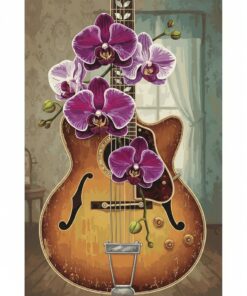 Orchids On Vintage Guitar Paint By Numbers
