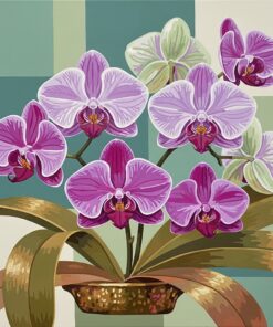 Orchids Over Antique Brass Paint By Numbers