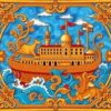 Ornate Ocean Cartouche Art Paint By Numbers
