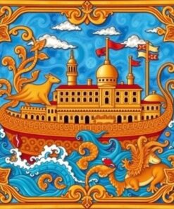 Ornate Ocean Cartouche Art Paint By Numbers