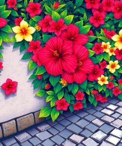 Overgrown Hibiscus Cobblestones Paint By Numbers