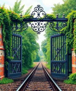Overgrown Iron Railway Gates Paint By Numbers