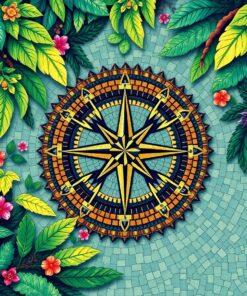 Overgrown Jungle Mosaic Compass Paint By Numbers