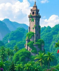 Overgrown Rainforest Stone Tower Paint By Numbers