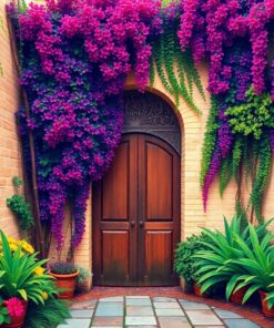 Overgrown Realistic Courtyard Gate Paint By Numbers