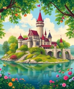 Overgrown Romantic Island Castle Paint By Numbers