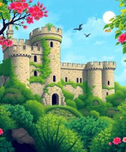 Overgrown Romantic Stone Fortress Paint By Numbers