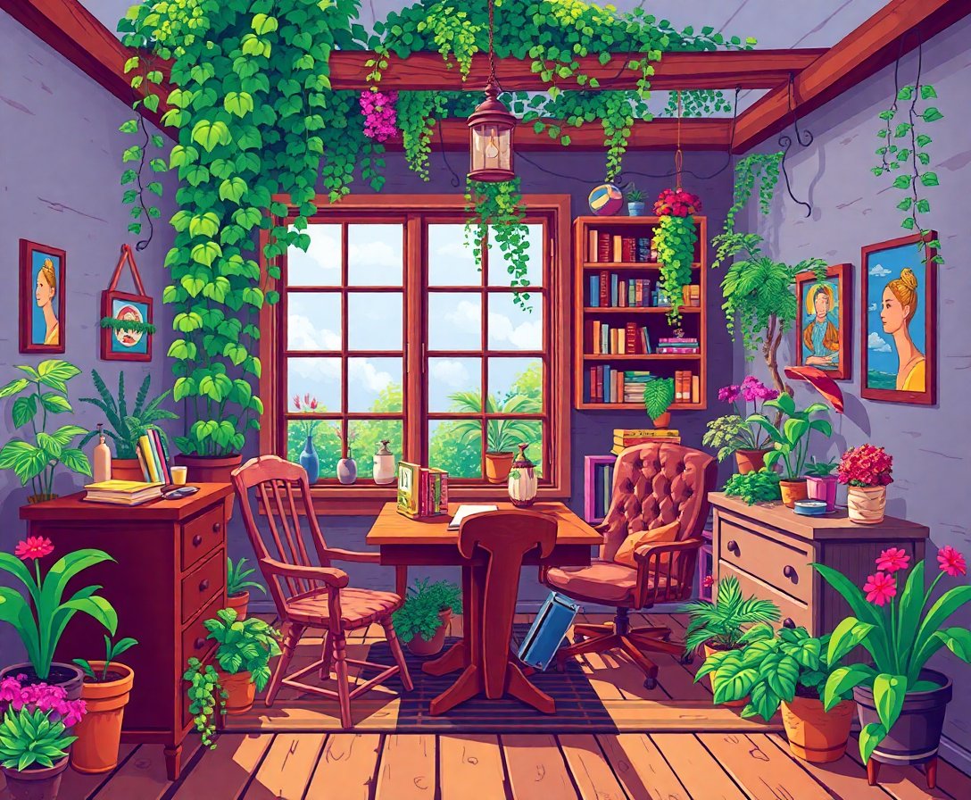 overgrown-rustic-study-room-paint-by-numbers-kit-cozy-art
