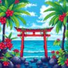 Overgrown Tropical Ocean Torii Paint By Numbers