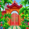 Overgrown Tropical Palace Gates Paint By Numbers
