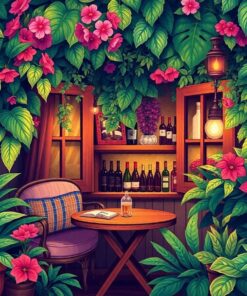 Overgrown Tropical Wine Nook Paint By Numbers