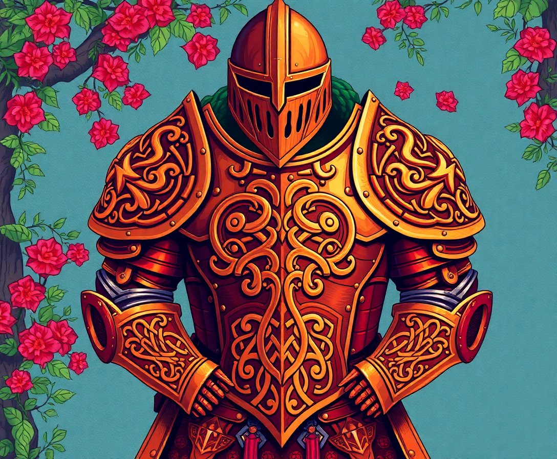 Overgrown Vintage Celtic Armor Paint By Numbers Kit completed