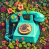 Overgrown Vintage Teal Telephone Paint By Numbers