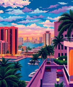 Overlooking Miami Art Deco Paint By Numbers