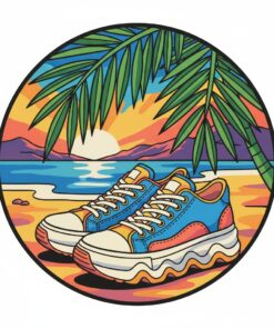 Palm Shaded Retro Footwear Paint By Numbers