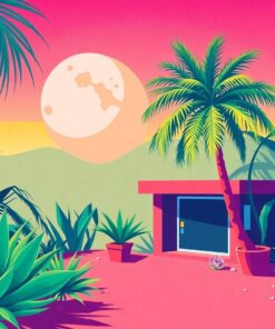 Palm Shadowed Retro Game Paint By Numbers