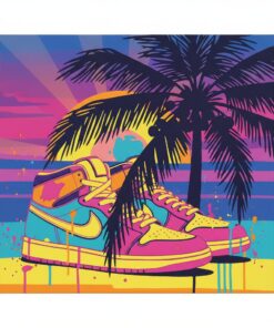 Palm Shadows Neon Sneakers Paint By Numbers