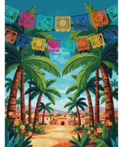 Palms And Papel Picado Paint By Numbers