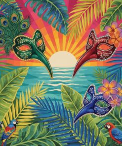 Palms And Velvet Masks Paint By Numbers