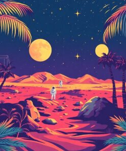 Palms Frame Apollo Landing Paint By Numbers