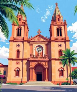 Palms Framing Cuban Cathedral Paint By Numbers