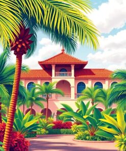 Palms Framing Tropical Architecture Paint By Numbers