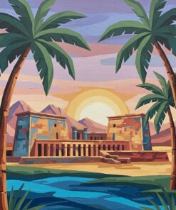 Palms Framing Vintage Philae Paint By Numbers