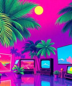 Palms Over Neon Screens Paint By Numbers