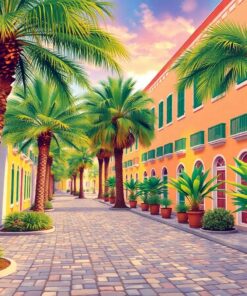 Palms Over Realistic Cobblestones Paint By Numbers