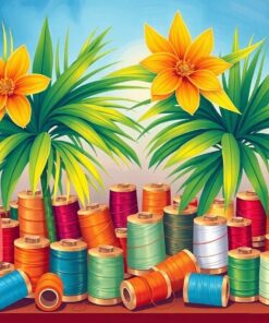 Palms Over Thread Spools Paint By Numbers