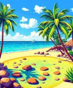 Palms Over Tide Pool Paint By Numbers