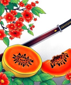 Papaya Beside Samurai Blade Paint By Numbers
