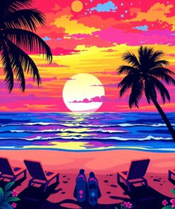 Paradise Roller Disco Sunset Paint By Numbers